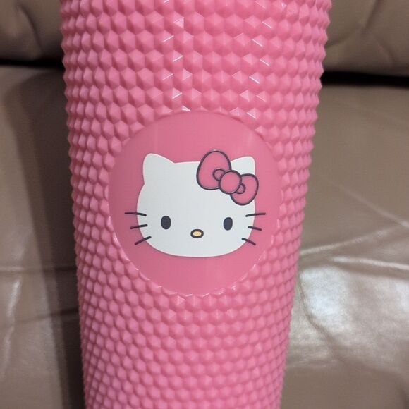 Hello Kitty Pink Studded Cold Drink Tumbler with Straw, NEW - Picture 2 of 5